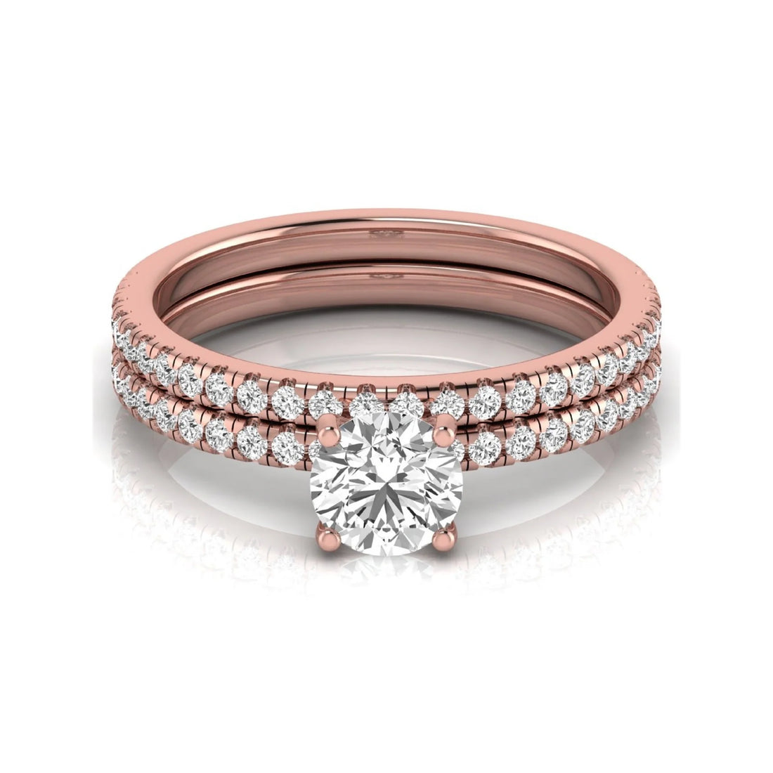 OctaPearl 1 ct Round Cut Lab Grown Diamond Bridal Ring Set