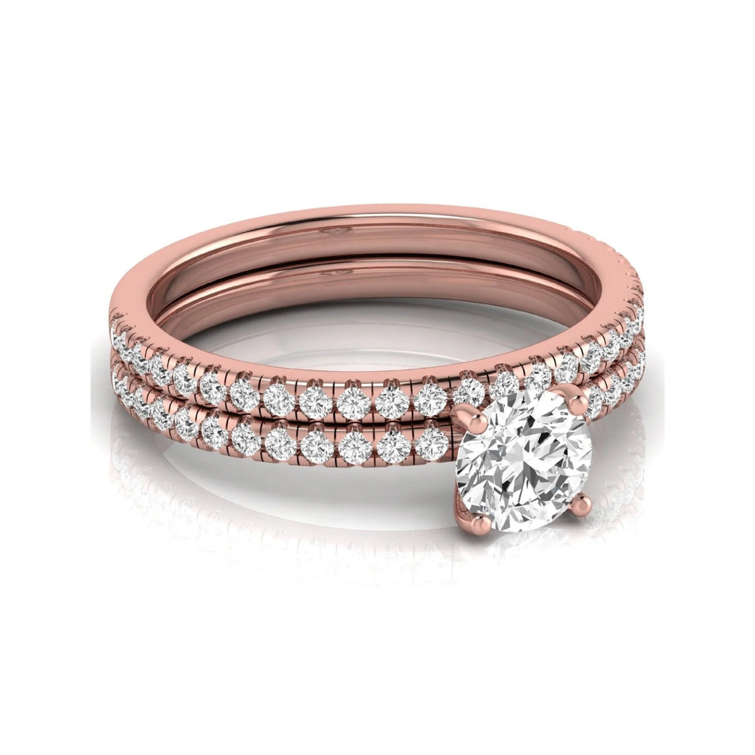OctaPearl 1 ct Round Cut Lab Grown Diamond Bridal Ring Set