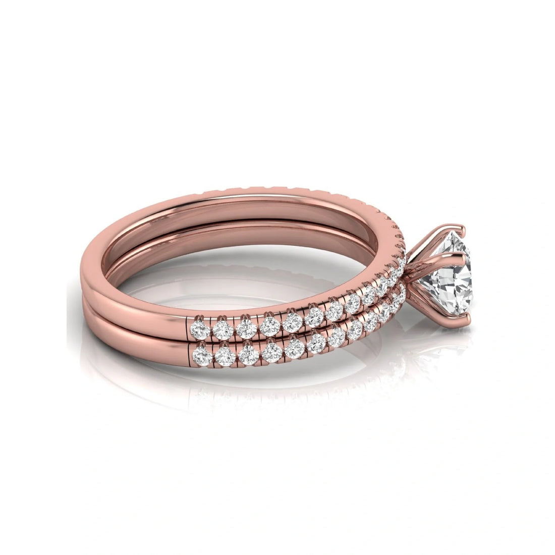 OctaPearl 1 ct Round Cut Lab Grown Diamond Bridal Ring Set