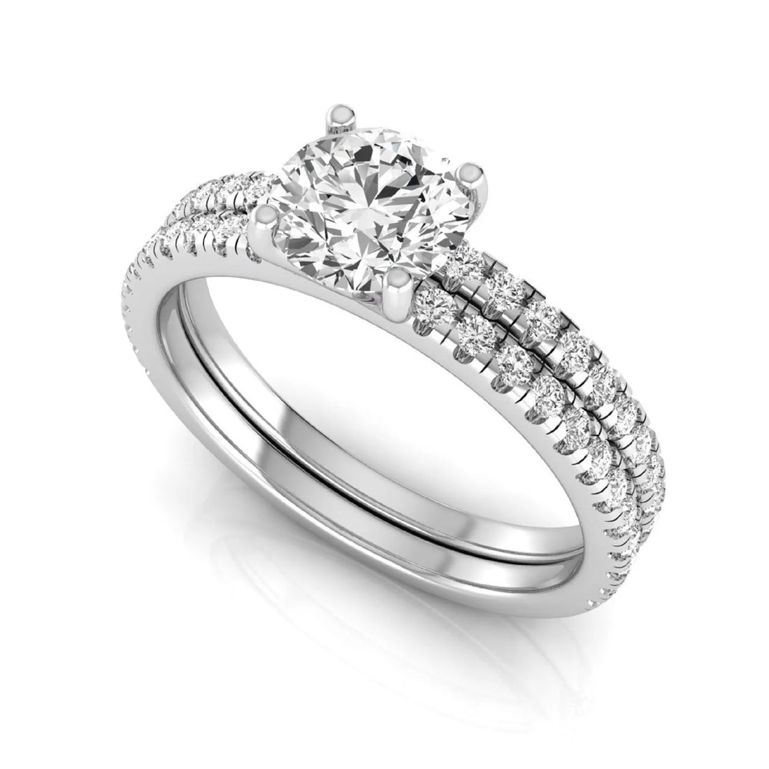 OctaPearl 1 ct Round Cut Lab Grown Diamond Bridal Ring Set