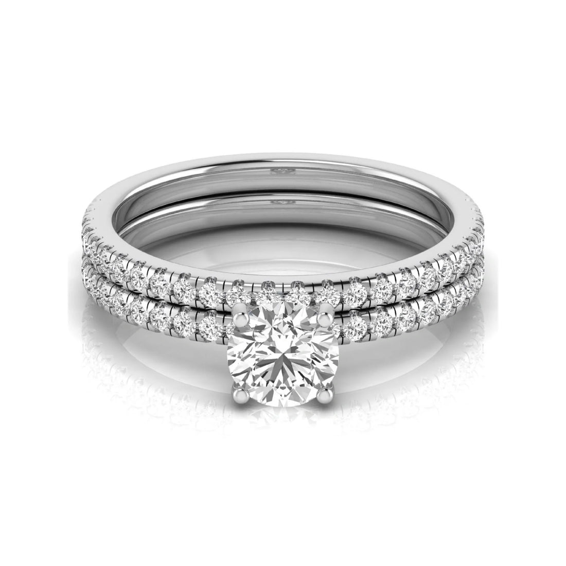 OctaPearl 1 ct Round Cut Lab Grown Diamond Bridal Ring Set