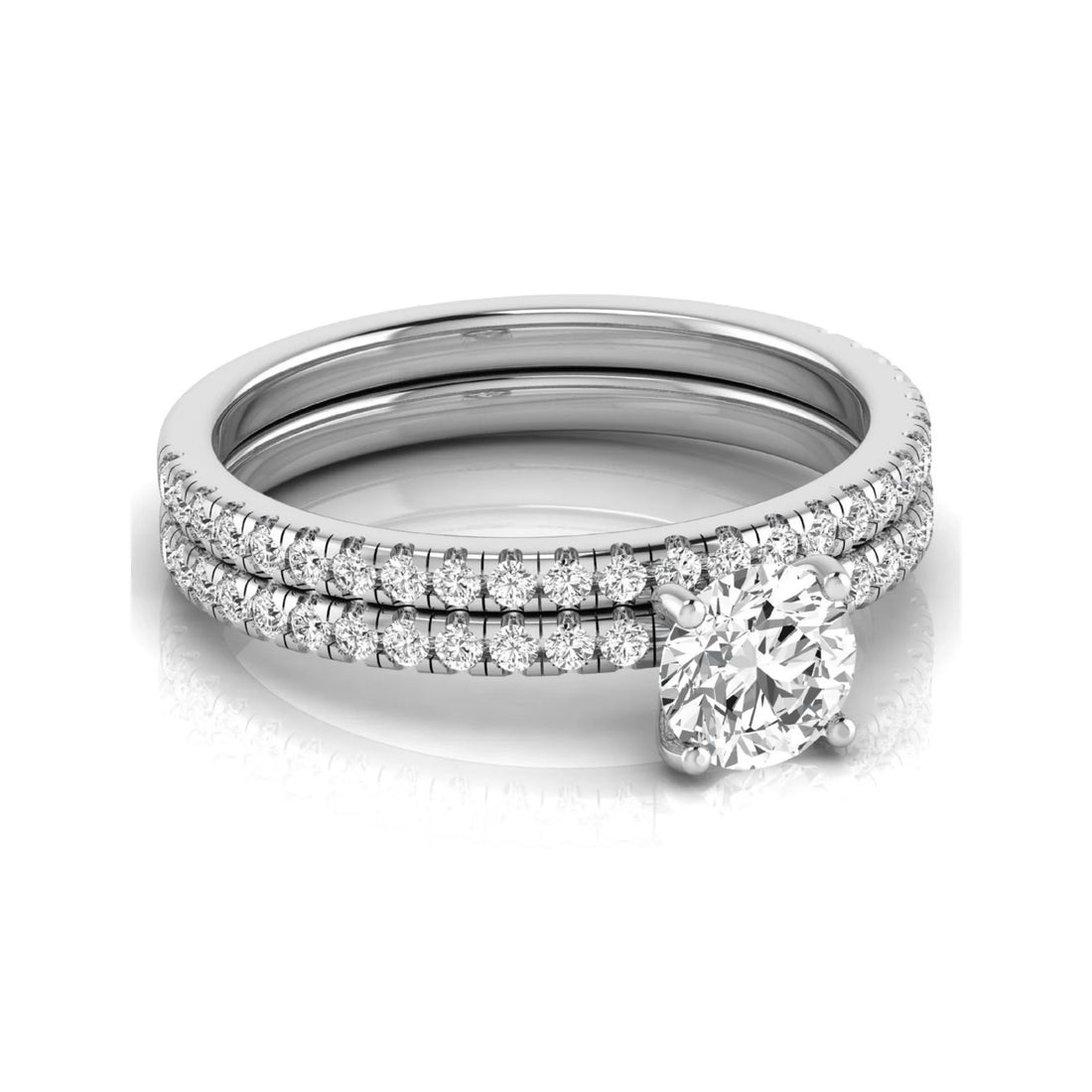 OctaPearl 1 ct Round Cut Lab Grown Diamond Bridal Ring Set