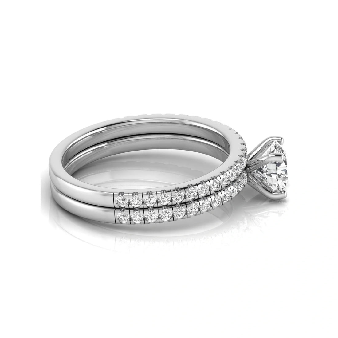 OctaPearl 1 ct Round Cut Lab Grown Diamond Bridal Ring Set