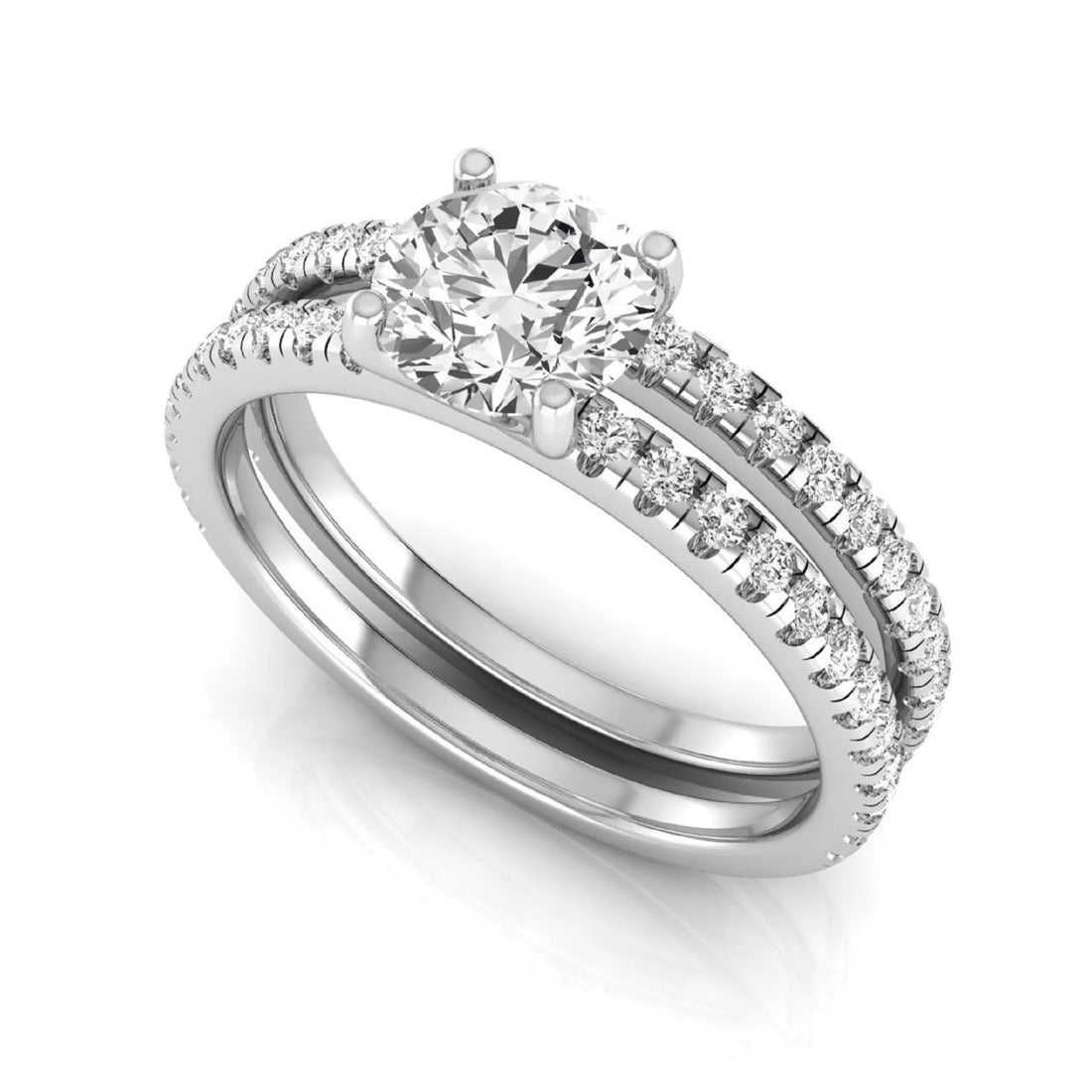 OctaPearl 1 ct Round Cut Lab Grown Diamond Bridal Ring Set