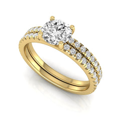 OctaPearl 1 ct Round Cut Lab Grown Diamond Bridal Ring Set - alternate view