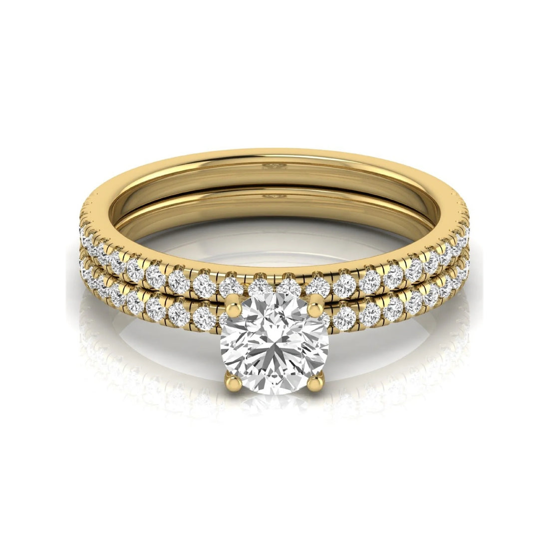 OctaPearl 1 ct Round Cut Lab Grown Diamond Bridal Ring Set
