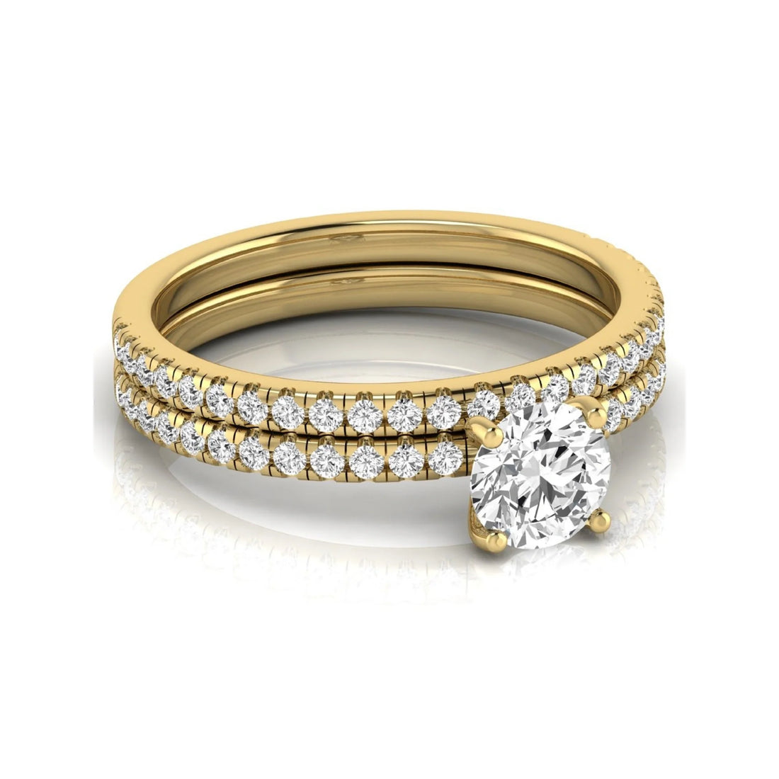 OctaPearl 1 ct Round Cut Lab Grown Diamond Bridal Ring Set