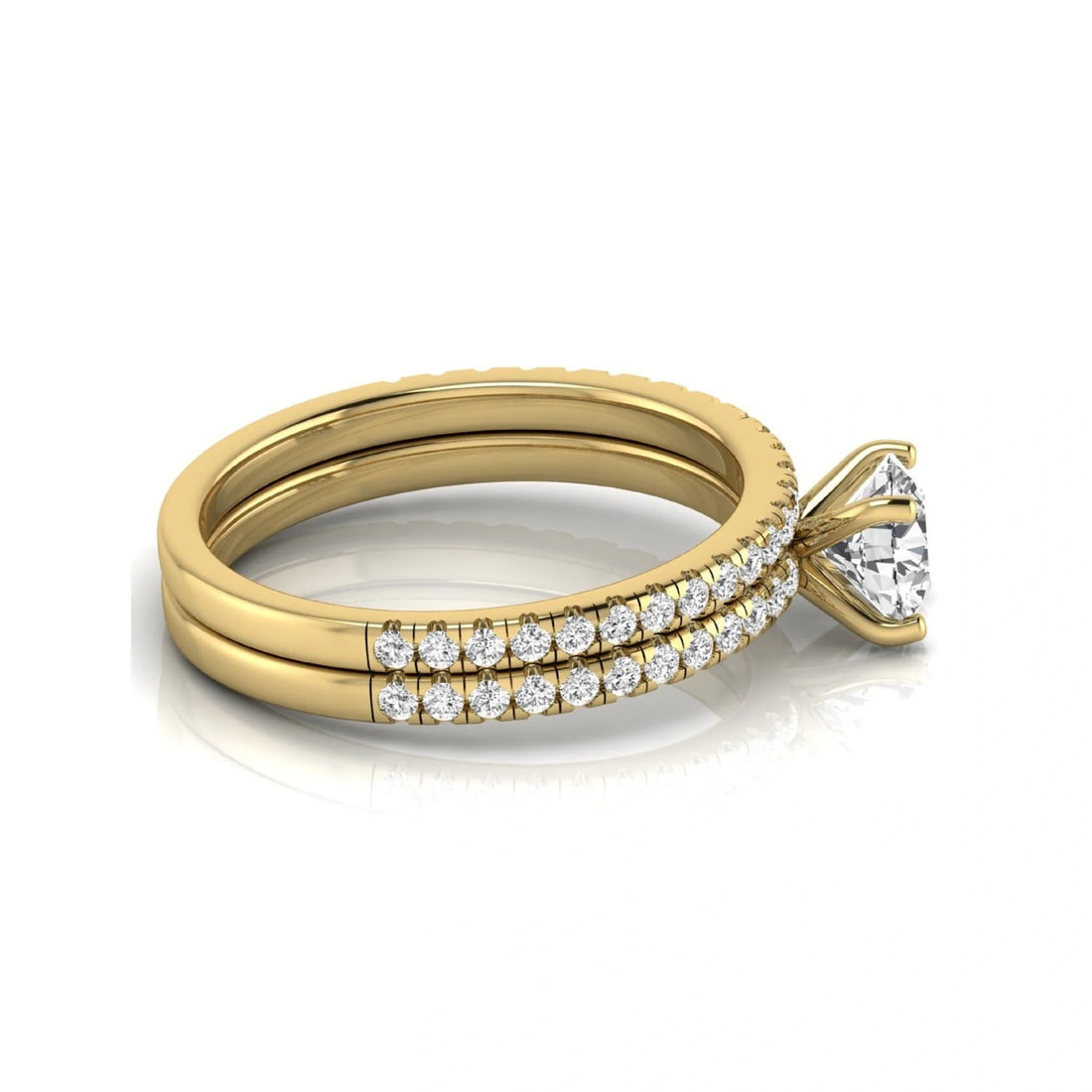 OctaPearl 1 ct Round Cut Lab Grown Diamond Bridal Ring Set