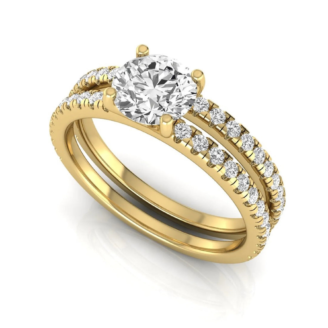 OctaPearl 1 ct Round Cut Lab Grown Diamond Bridal Ring Set