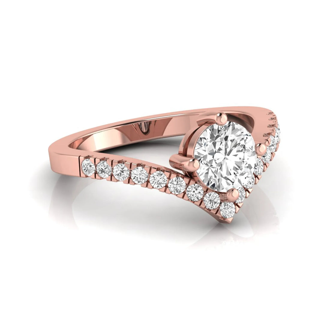 OctaPearl Round Cut Prong Set Lab Grown Diamond Chevron Engagement Ring