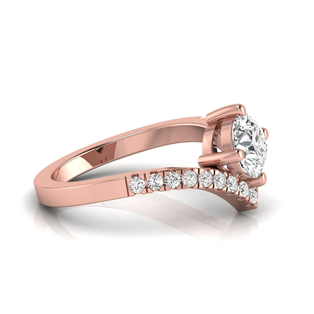 OctaPearl Round Cut Prong Set Lab Grown Diamond Chevron Engagement Ring