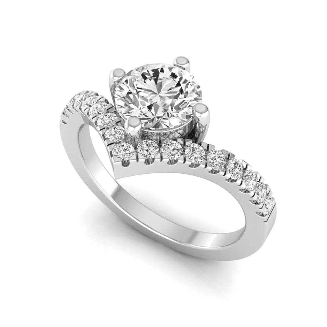 OctaPearl Round Cut Prong Set Lab Grown Diamond Chevron Engagement Ring