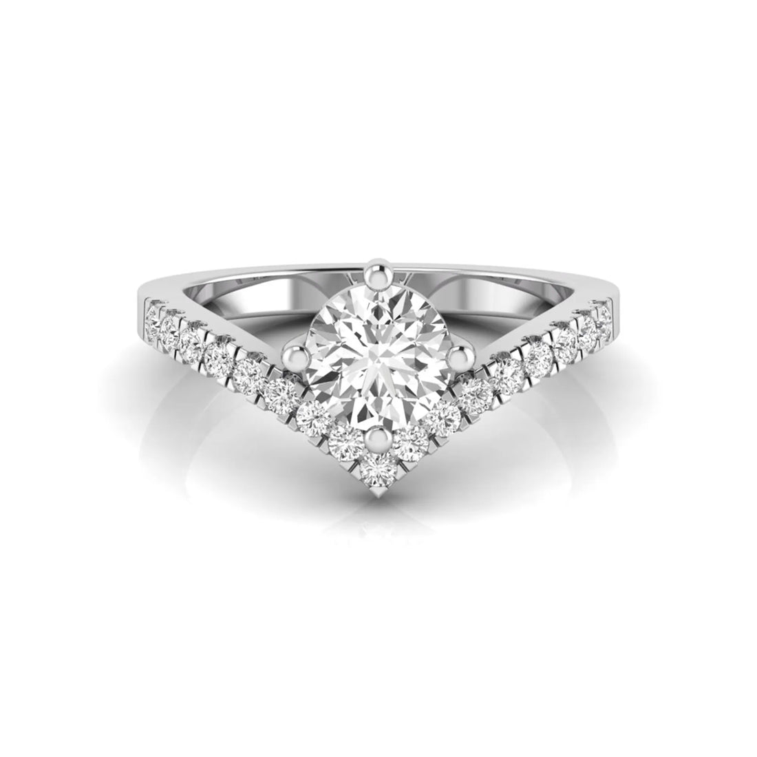 OctaPearl Round Cut Prong Set Lab Grown Diamond Chevron Engagement Ring