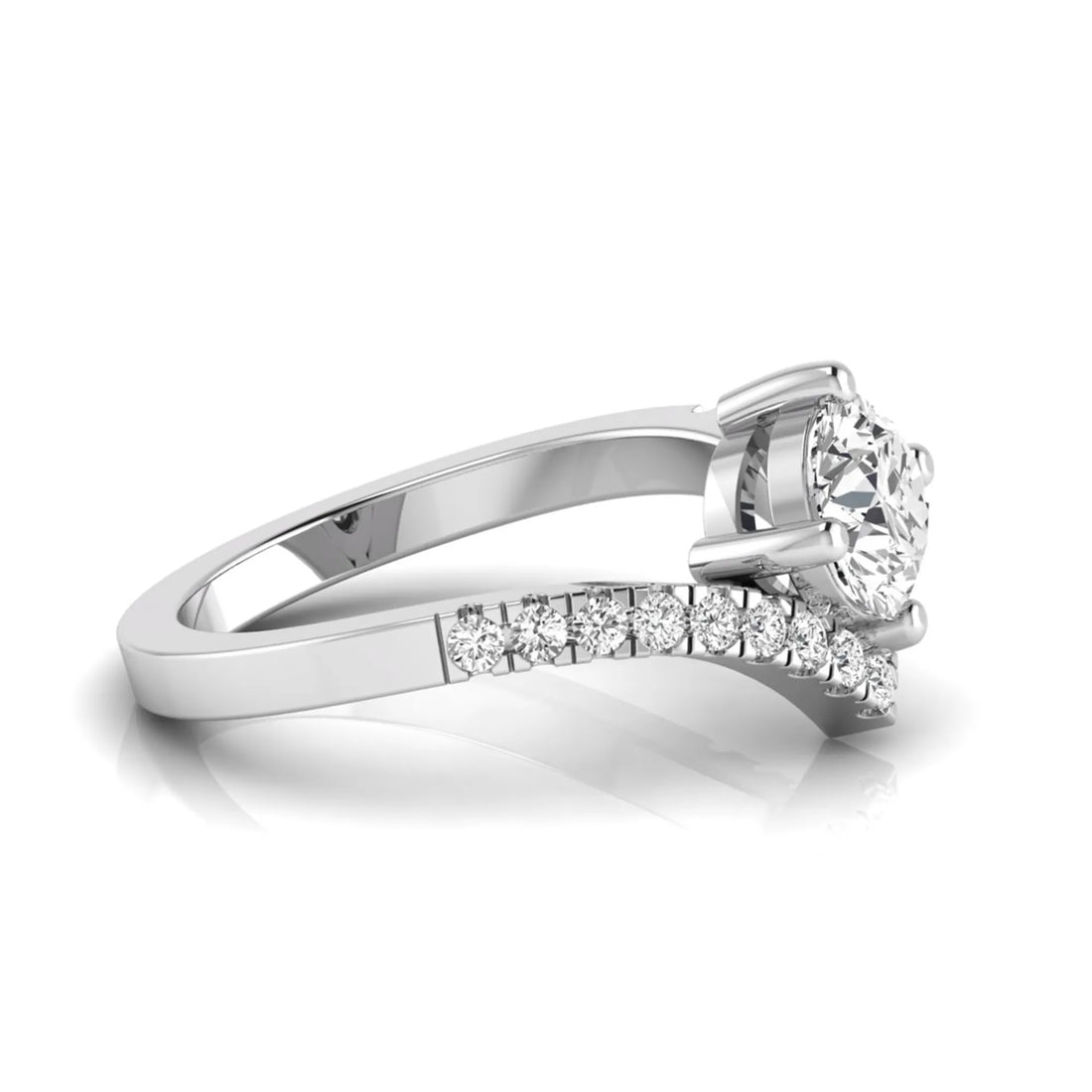 OctaPearl Round Cut Prong Set Lab Grown Diamond Chevron Engagement Ring