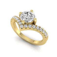 OctaPearl Round Cut Prong Set Lab Grown Diamond Chevron Engagement Ring - alternate view