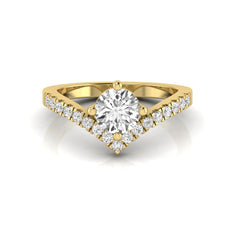 OctaPearl Round Cut Prong Set Lab Grown Diamond Chevron Engagement Ring