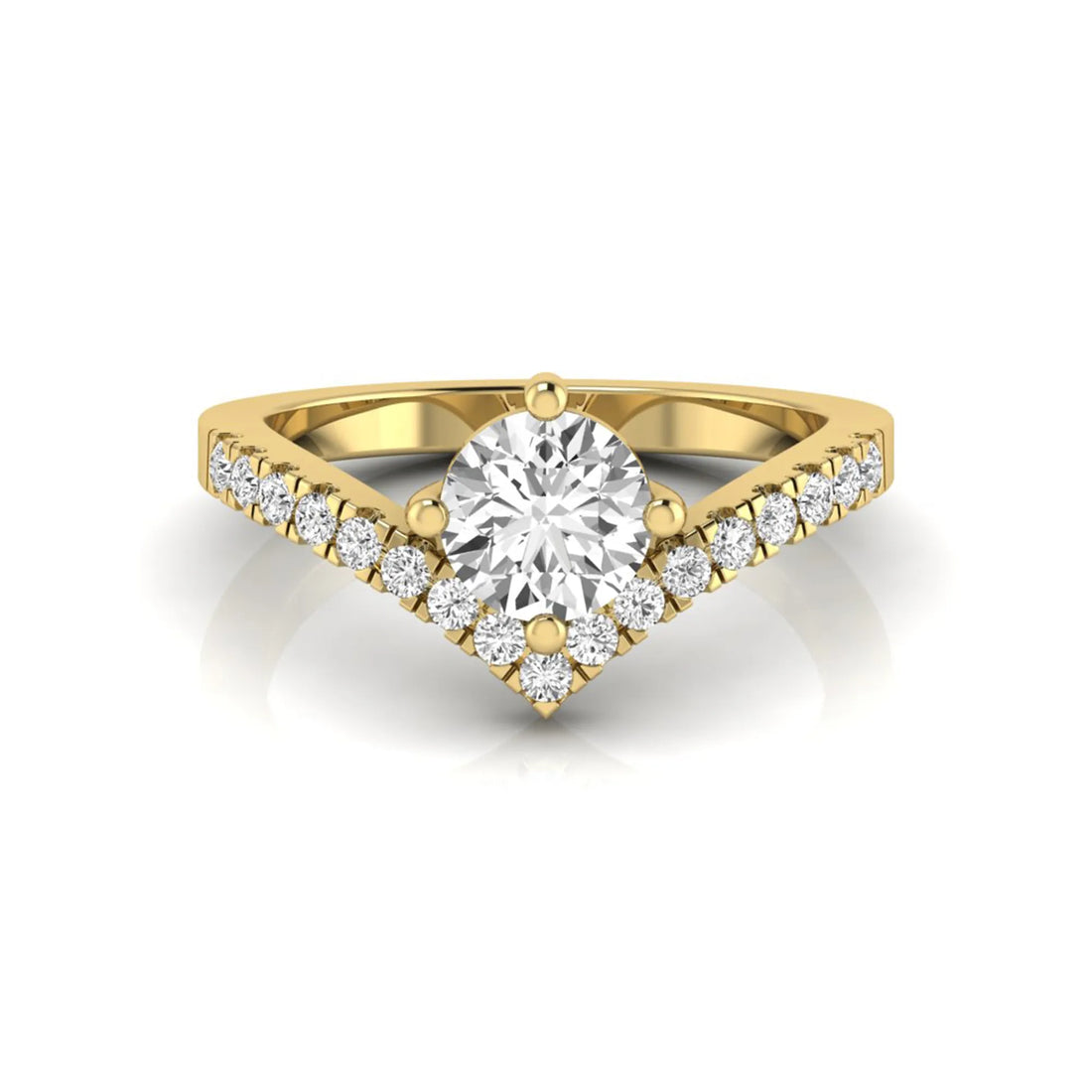OctaPearl Round Cut Prong Set Lab Grown Diamond Chevron Engagement Ring