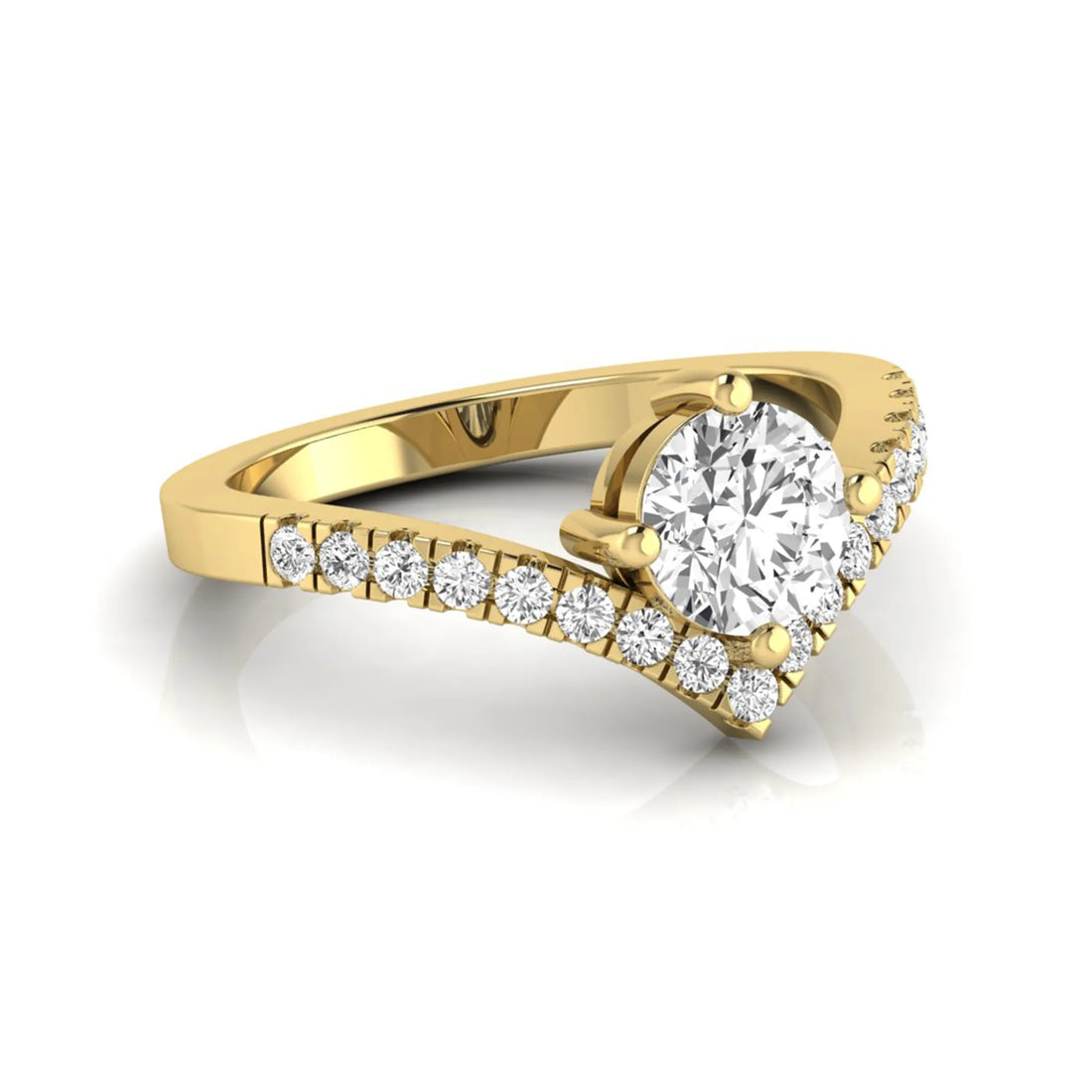 OctaPearl Round Cut Prong Set Lab Grown Diamond Chevron Engagement Ring