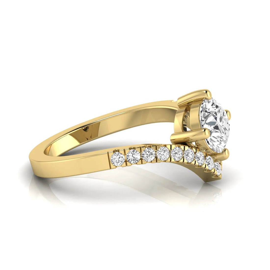 OctaPearl Round Cut Prong Set Lab Grown Diamond Chevron Engagement Ring