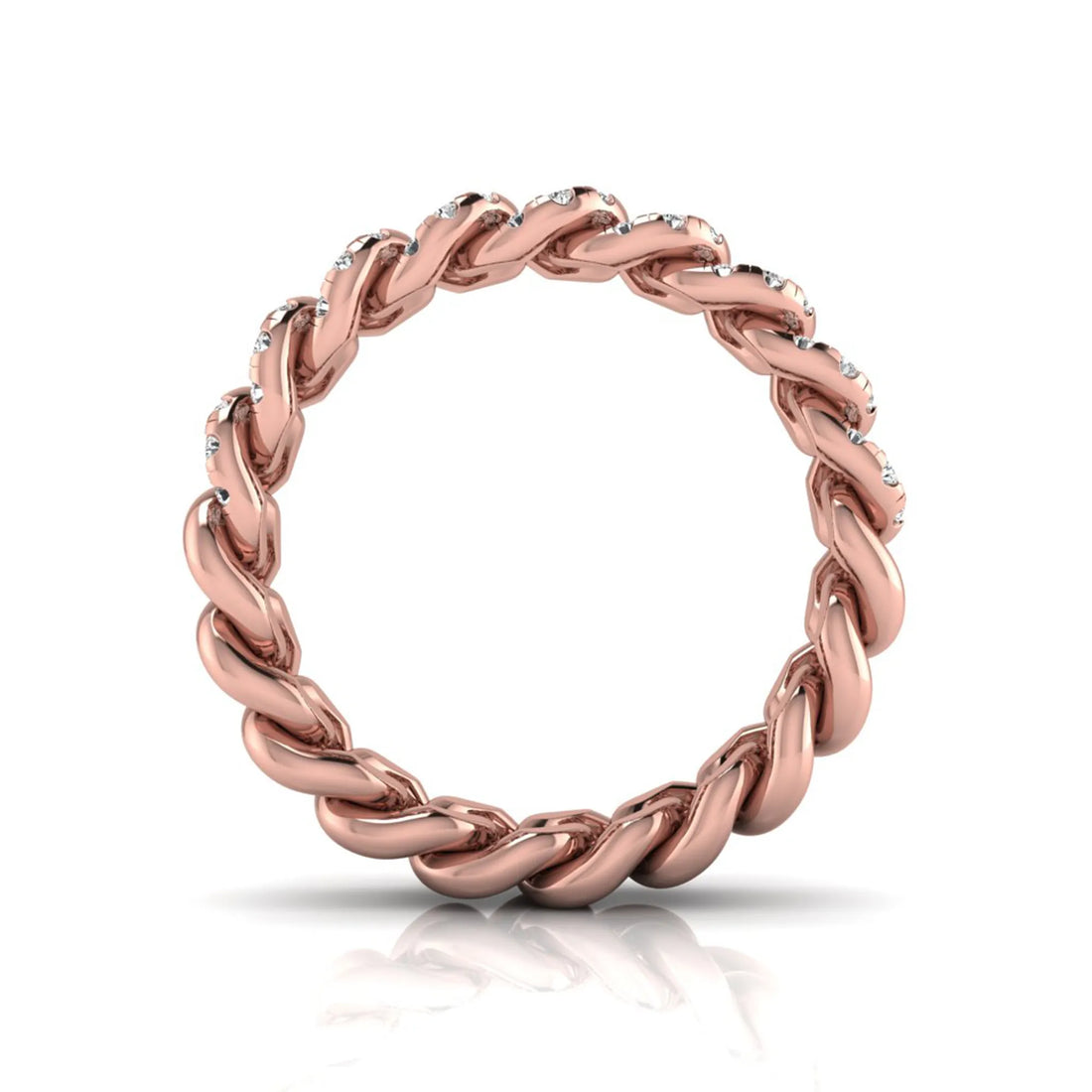 OctaPearl Round Cut Lab Grown Diamond Cuban Link Half Eternity Unisex Wedding Band