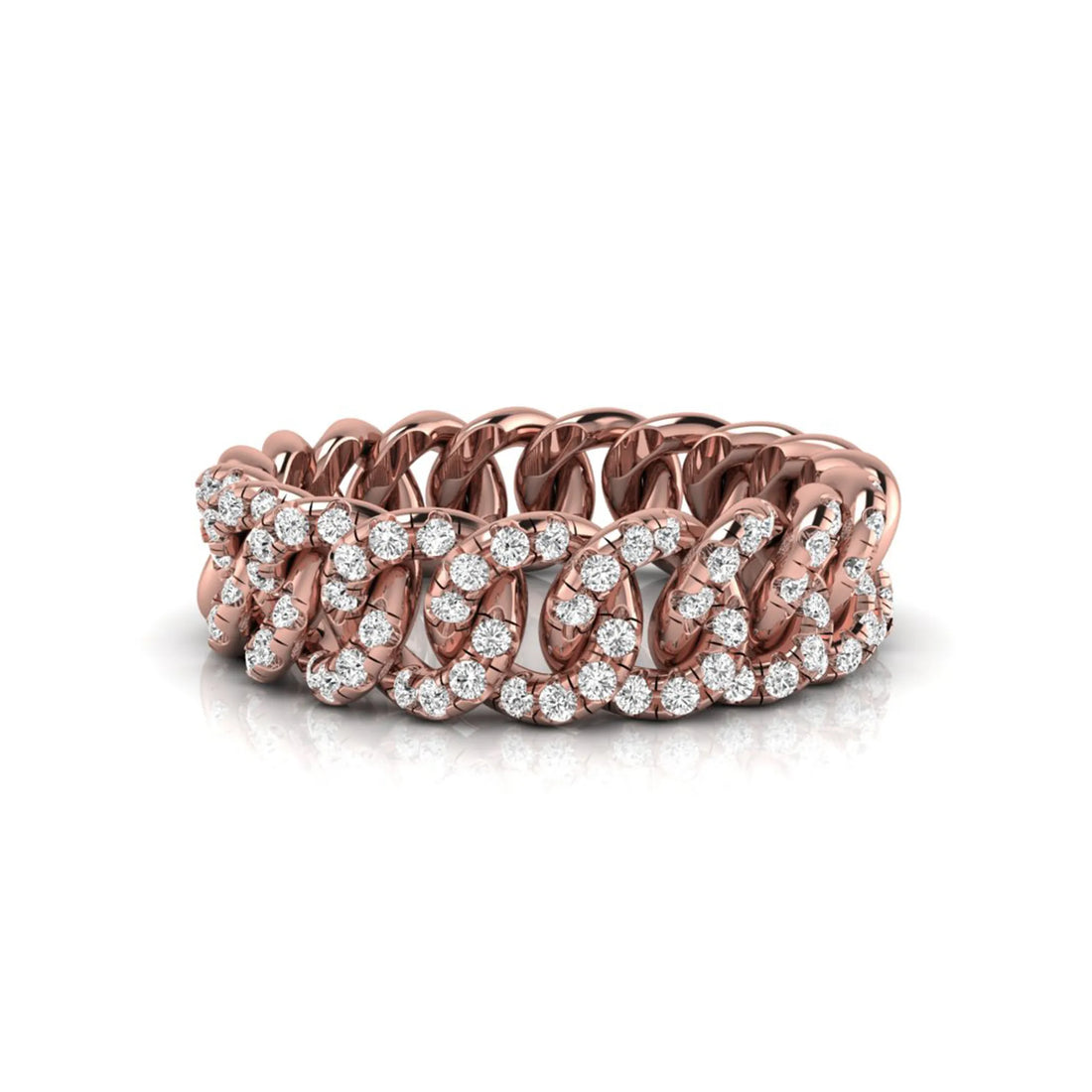 OctaPearl Round Cut Lab Grown Diamond Cuban Link Half Eternity Unisex Wedding Band