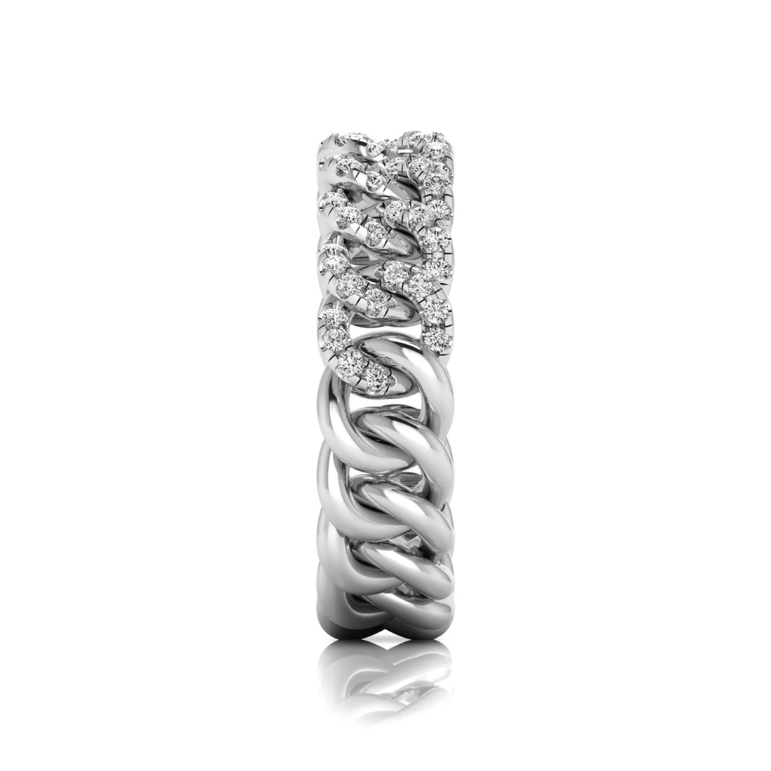 OctaPearl Round Cut Lab Grown Diamond Cuban Link Half Eternity Unisex Wedding Band