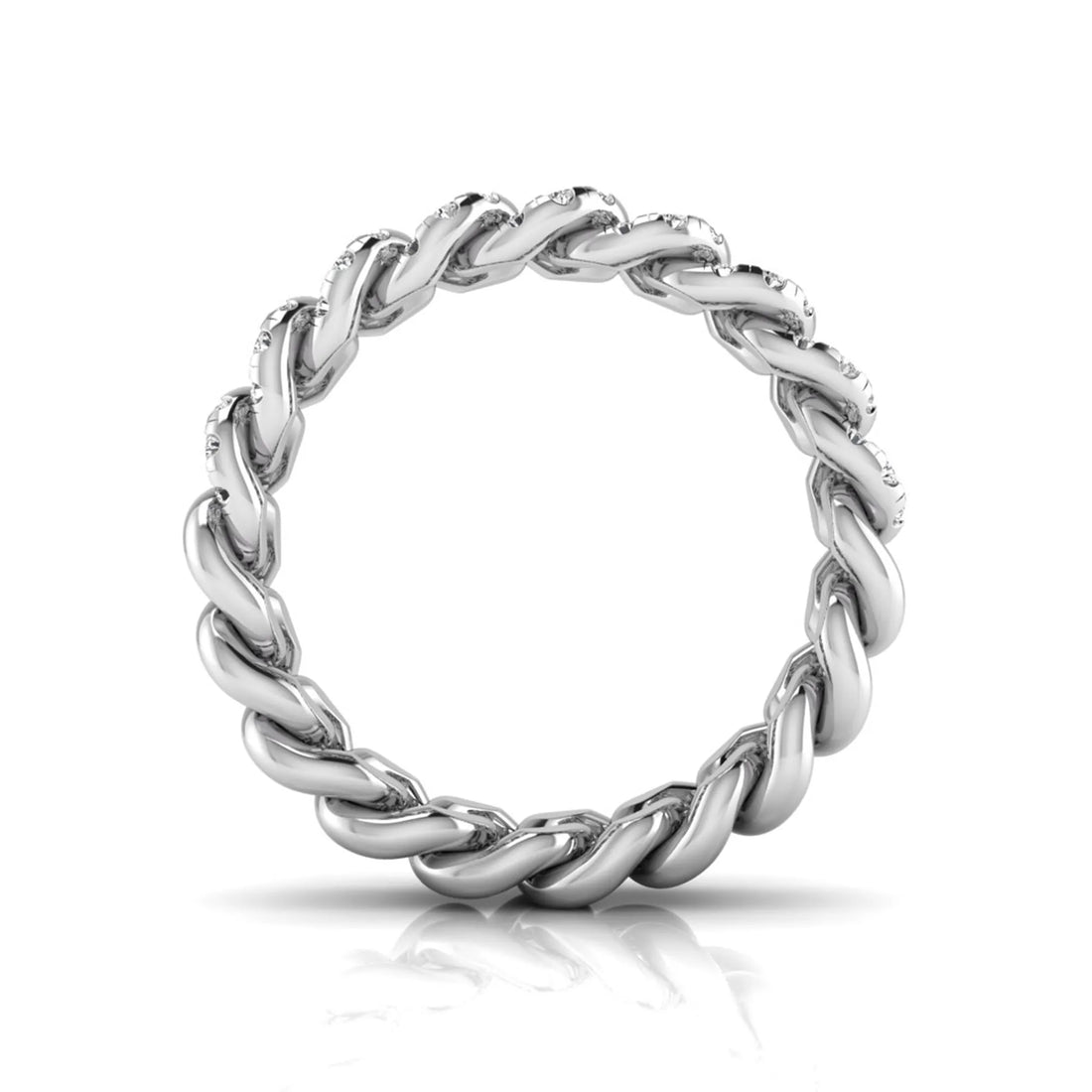 OctaPearl Round Cut Lab Grown Diamond Cuban Link Half Eternity Unisex Wedding Band