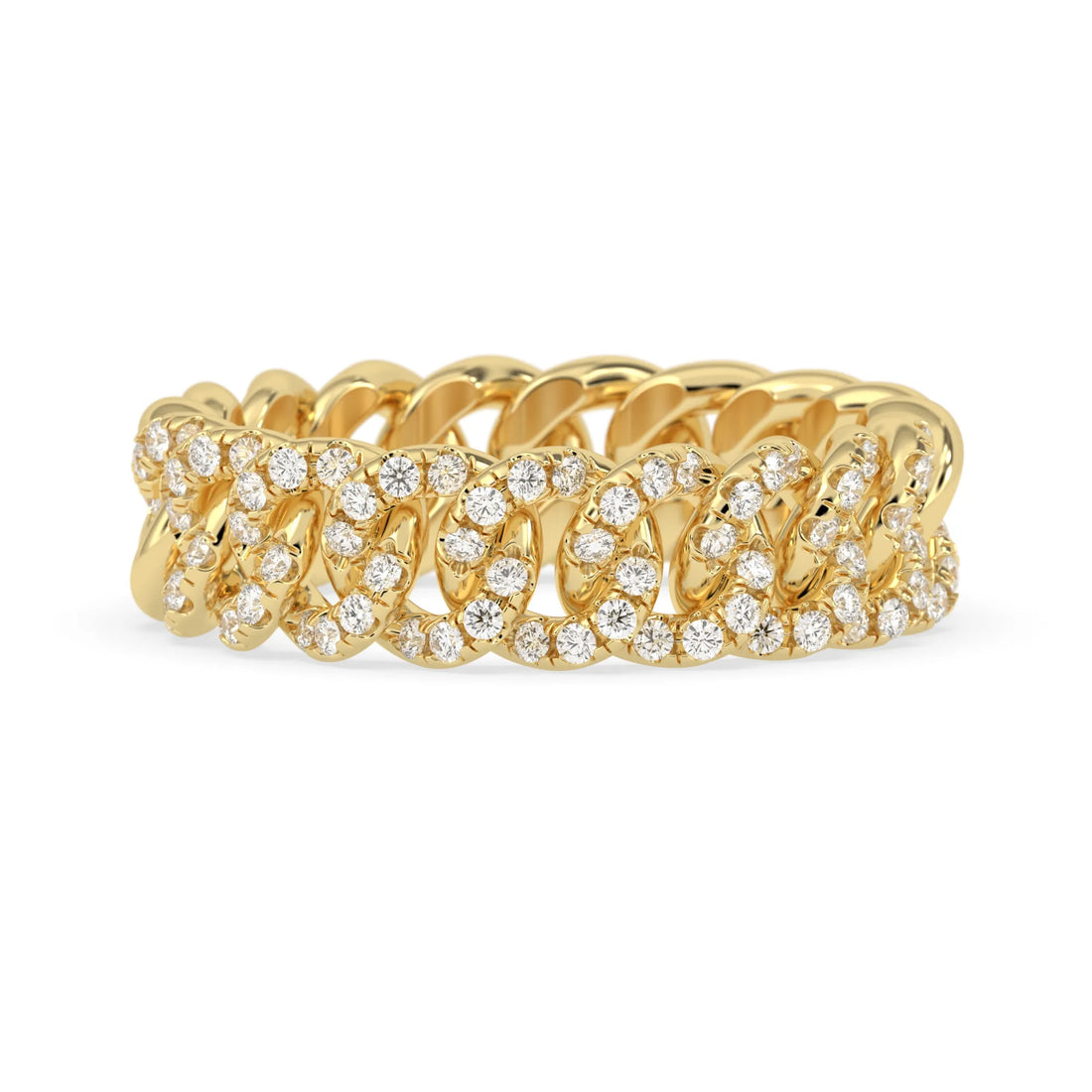 OctaPearl Round Cut Lab Grown Diamond Cuban Link Half Eternity Unisex Wedding Band