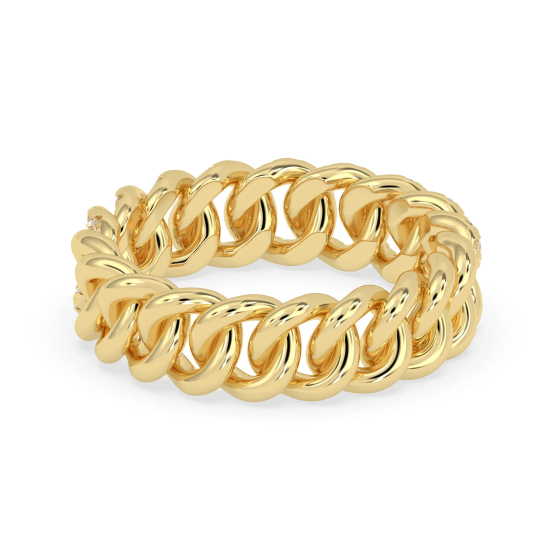 OctaPearl Round Cut Lab Grown Diamond Cuban Link Half Eternity Unisex Wedding Band