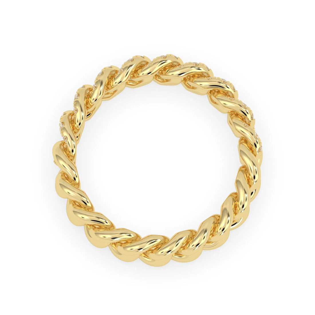 OctaPearl Round Cut Lab Grown Diamond Cuban Link Half Eternity Unisex Wedding Band