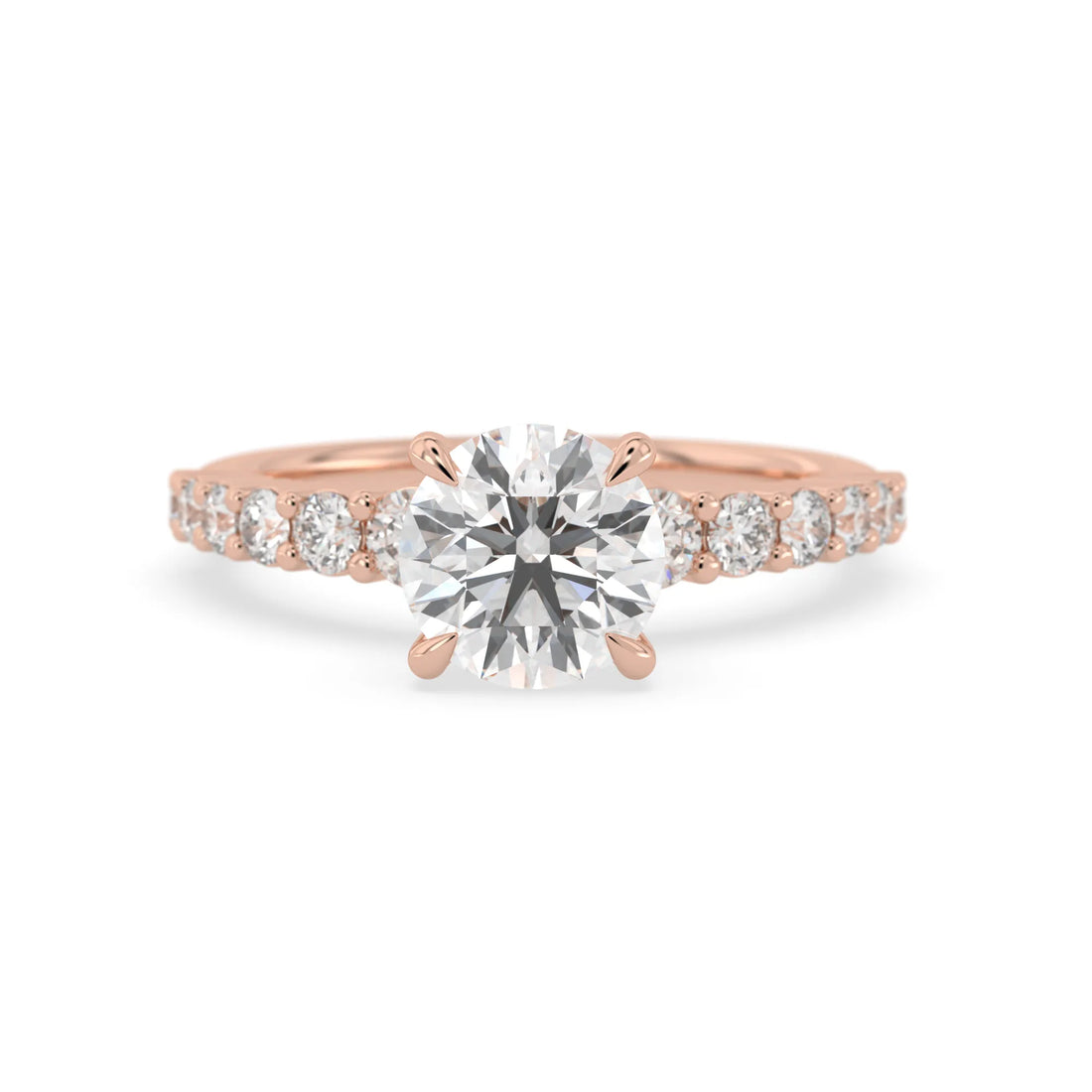 OctaPearl 2 ct Round Cut Lab Grown Diamond Pave Engagement Ring