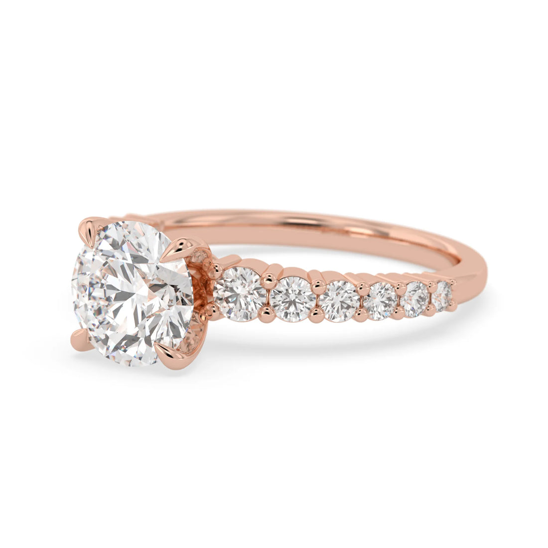OctaPearl 2 ct Round Cut Lab Grown Diamond Pave Engagement Ring
