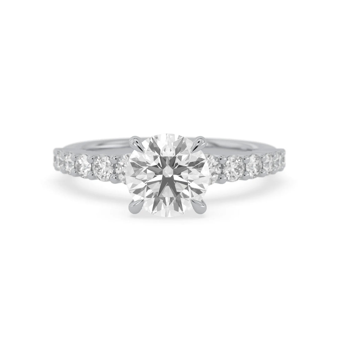 OctaPearl 2 ct Round Cut Lab Grown Diamond Pave Engagement Ring
