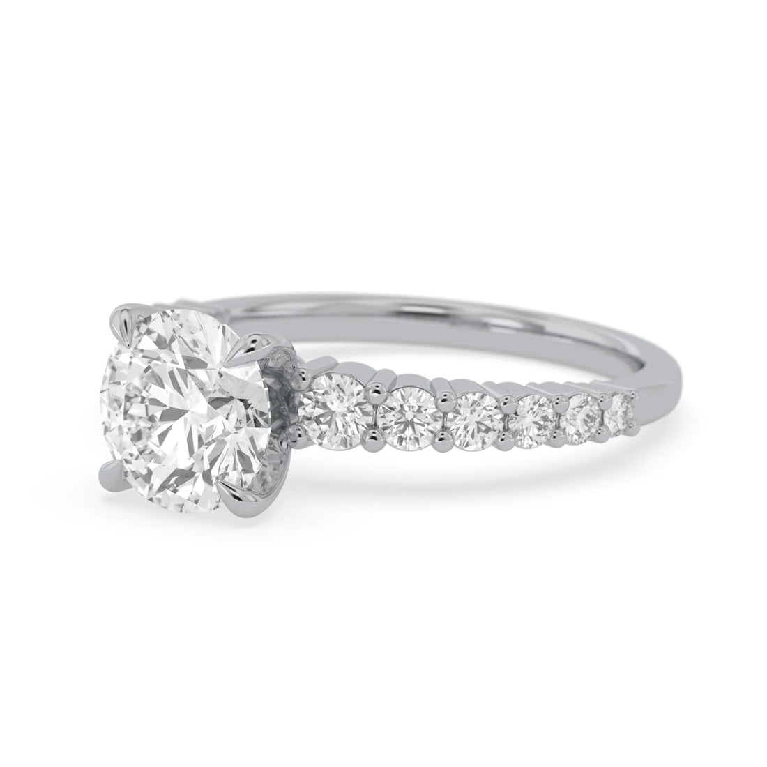 OctaPearl 2 ct Round Cut Lab Grown Diamond Pave Engagement Ring