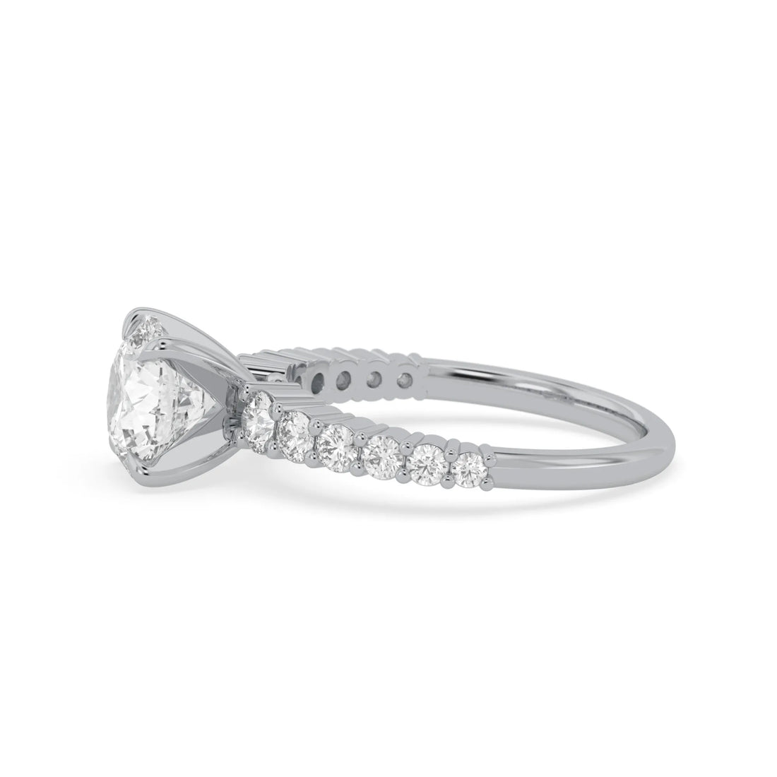 OctaPearl 2 ct Round Cut Lab Grown Diamond Pave Engagement Ring