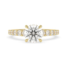 OctaPearl 2 ct Round Cut Lab Grown Diamond Pave Engagement Ring