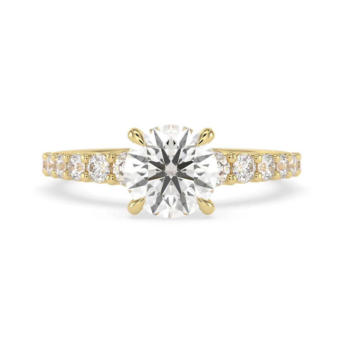 OctaPearl 2 ct Round Cut Lab Grown Diamond Pave Engagement Ring