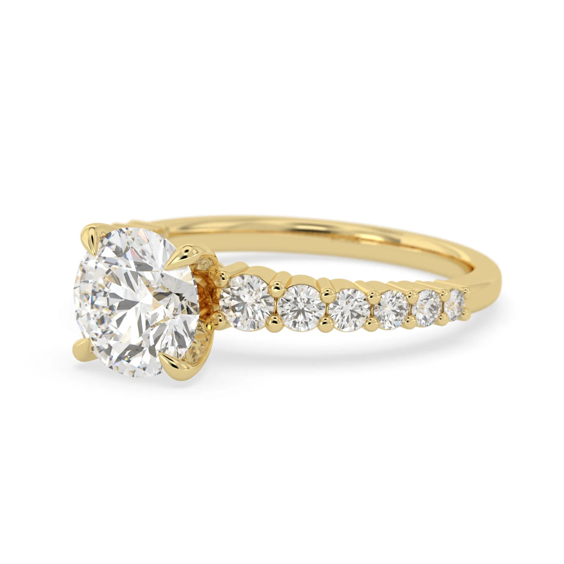 OctaPearl 2 ct Round Cut Lab Grown Diamond Pave Engagement Ring