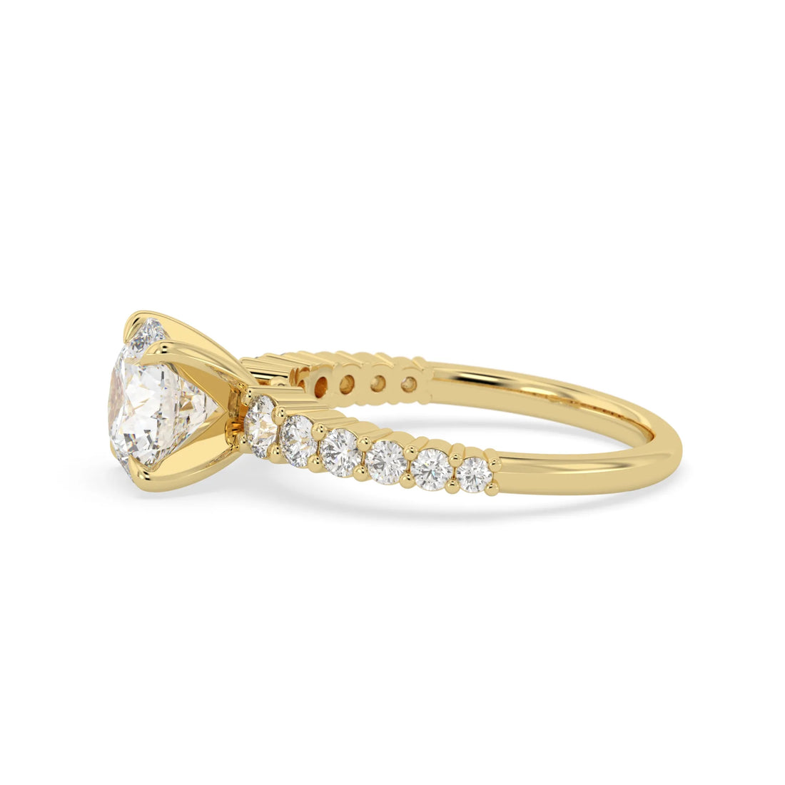 OctaPearl 2 ct Round Cut Lab Grown Diamond Pave Engagement Ring