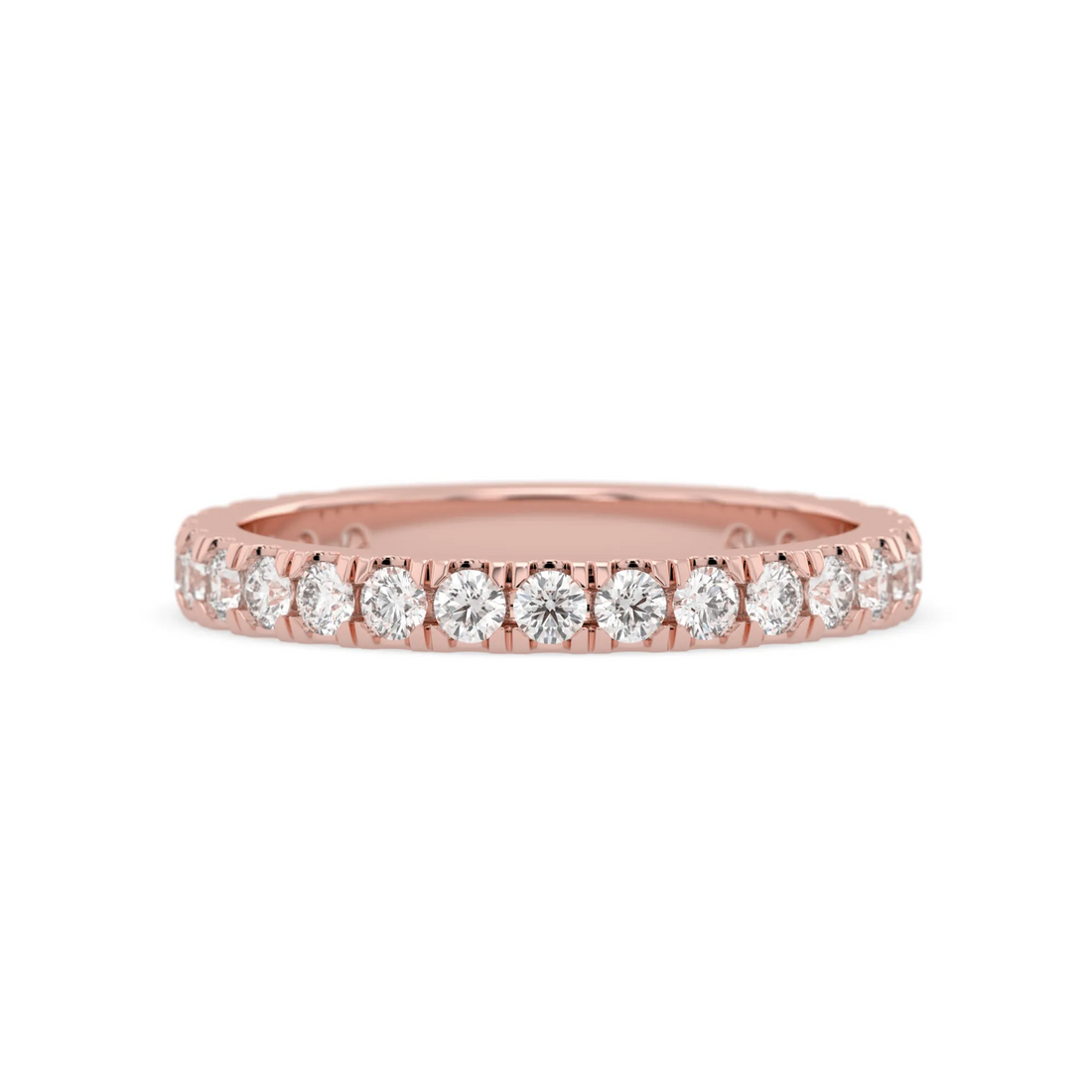 OctaPearl Minimalist Round Cut Lab Grown Diamond Half Eternity Wedding Band