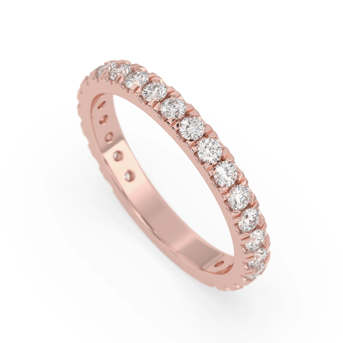 OctaPearl Minimalist Round Cut Lab Grown Diamond Half Eternity Wedding Band