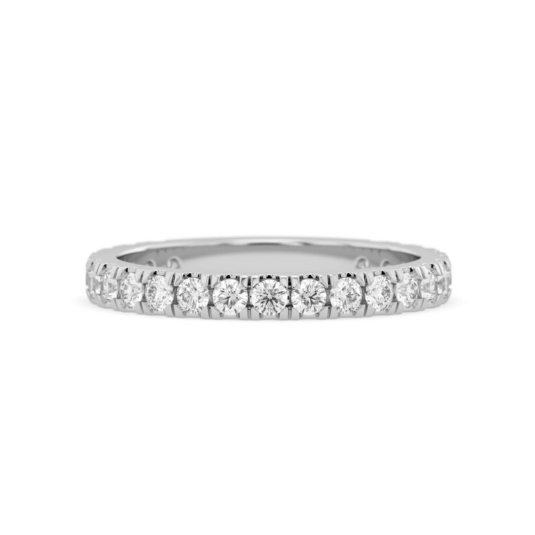 OctaPearl Minimalist Round Cut Lab Grown Diamond Half Eternity Wedding Band
