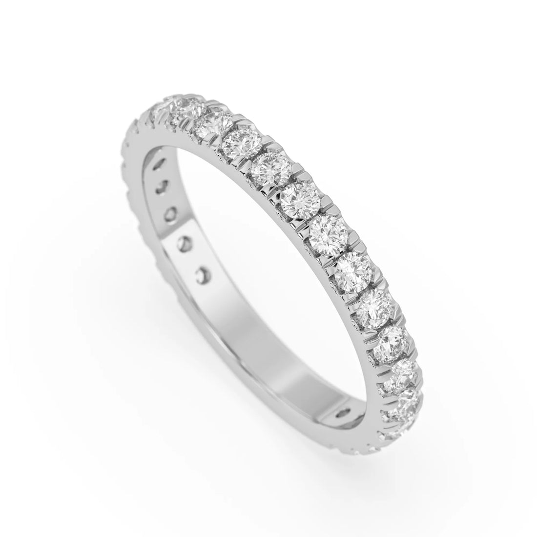 OctaPearl Minimalist Round Cut Lab Grown Diamond Half Eternity Wedding Band