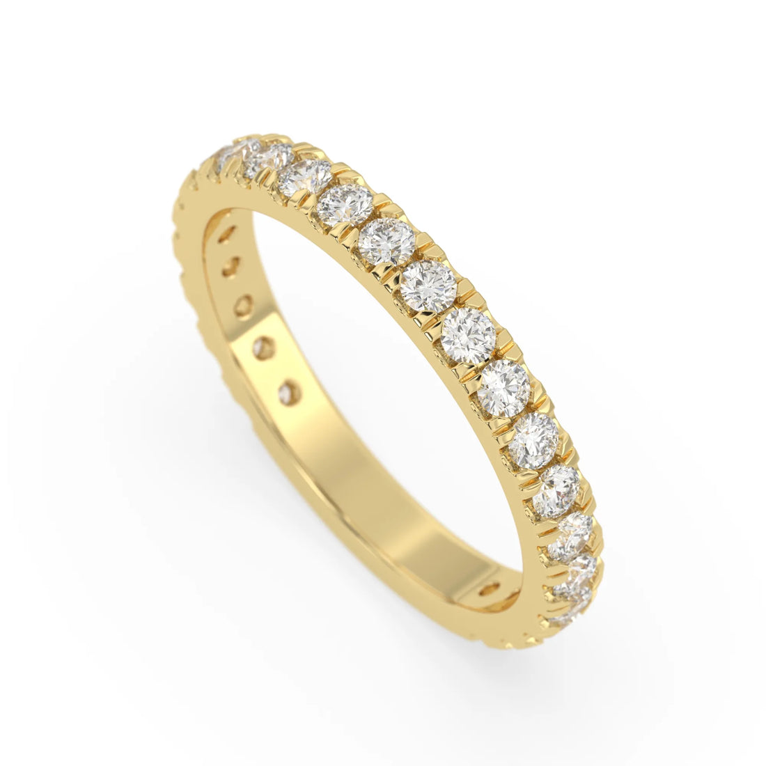 OctaPearl Minimalist Round Cut Lab Grown Diamond Half Eternity Wedding Band