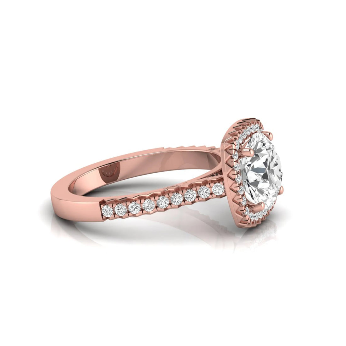 OctaPearl 2 ct Round Cut Halo Lab Grown Diamond Pave Engagement Ring