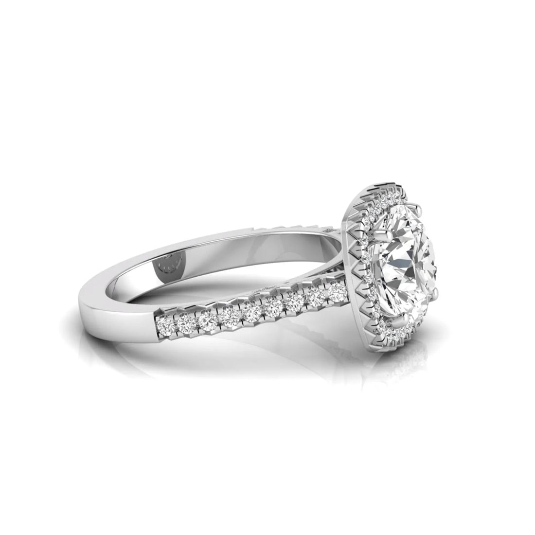 OctaPearl 2 ct Round Cut Halo Lab Grown Diamond Pave Engagement Ring