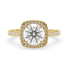 OctaPearl 2 ct Round Cut Halo Lab Grown Diamond Pave Engagement Ring