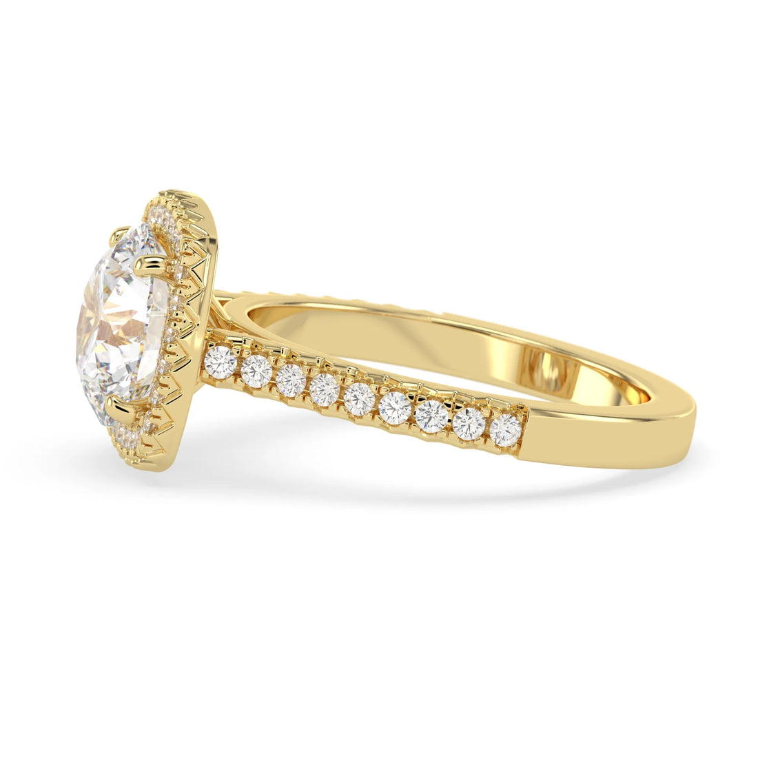 OctaPearl 2 ct Round Cut Halo Lab Grown Diamond Pave Engagement Ring