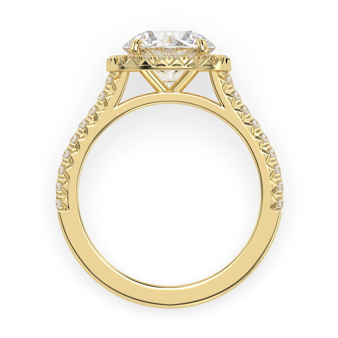OctaPearl 2 ct Round Cut Halo Lab Grown Diamond Pave Engagement Ring