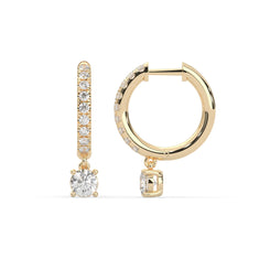 Round Cut Lab Grown Diamond Hoop Drop Earrings